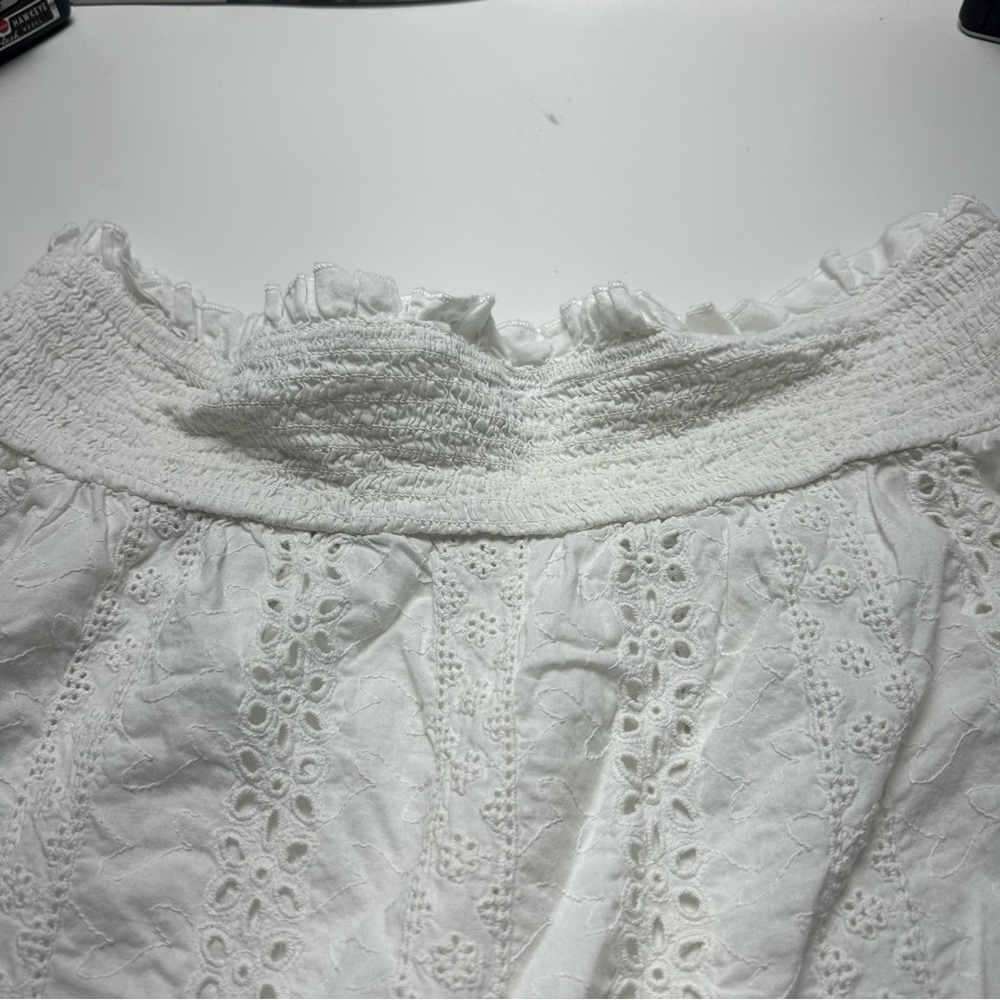 Signature Studio Eyelet Lace Off-Shoulder BlouseCottonBoho Cottagecore Festival - Picture 10 of 12